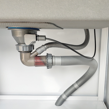 Кухненски дренаж с повдигащ механизъм за мивка, неръждаема стомана, модел D01, S-образна форма, модерен минималистичен стил