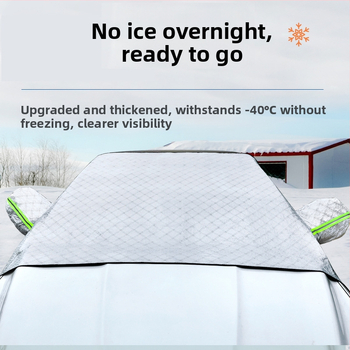 Automobilio priekinio stiklo sniego dangtis, antišalčiai, aliuminio folija, universalus pritaikymas, dirželio tvirtinimas