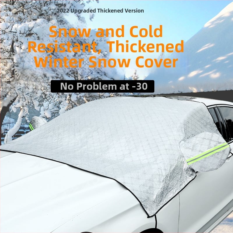 Automobilio priekinio stiklo sniego dangtis, antišalčiai, aliuminio folija, universalus pritaikymas, dirželio tvirtinimas