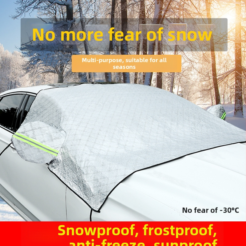 Pokrytie čelného skla auta na sneh, proti námraze, hliníková fólia, univerzálne použitie, upevnenie popruhom