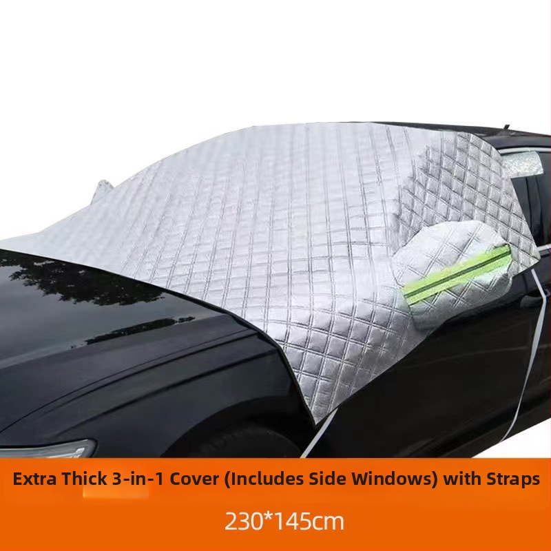 Automobilio priekinio stiklo sniego dangtis, antišalčiai, aliuminio folija, universalus pritaikymas, dirželio tvirtinimas