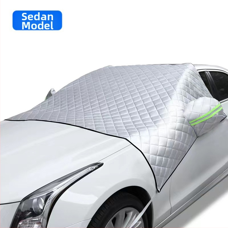 Automobilio priekinio stiklo sniego dangtis, antišalčiai, aliuminio folija, universalus pritaikymas, dirželio tvirtinimas