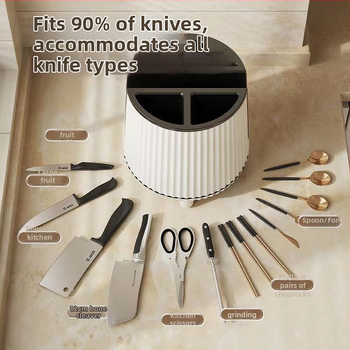 Pasukamas peilių laikiklis ir virtuvės saugykla — daugelio funkcijų stalinis organizatorius (Medžiaga: plastikas; Kilmė: Zhejiang; Rinkai išleista: 2023)