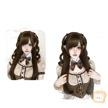 Parochňa pre BJD/Lolita – Dlhé rovné vlasy s ofinkou, teplovzdorné vlákno, Kórejský štýl, mechanizmus na objem