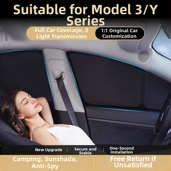 Κουρτίνα παραθύρων αυτοκινήτου για Model 3 και Model Y, παχιά αδιαφανής τύπος, Oxford ύφασμα, HL-148