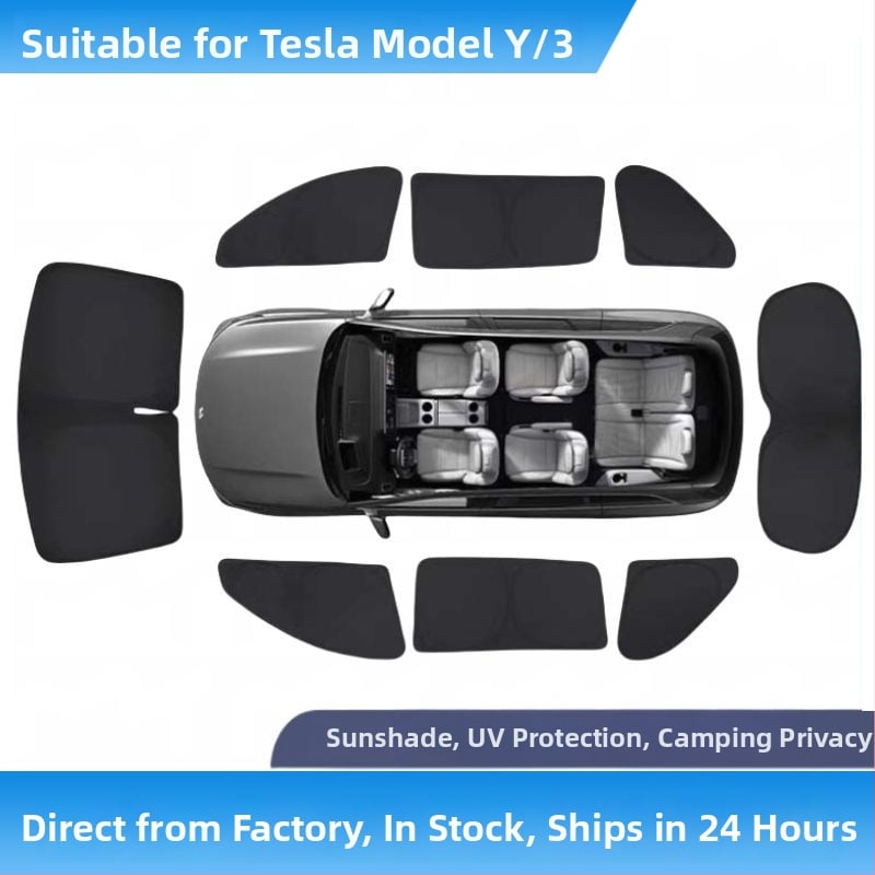 Κουρτίνα παραθύρων αυτοκινήτου για Model 3 και Model Y, παχιά αδιαφανής τύπος, Oxford ύφασμα, HL-148