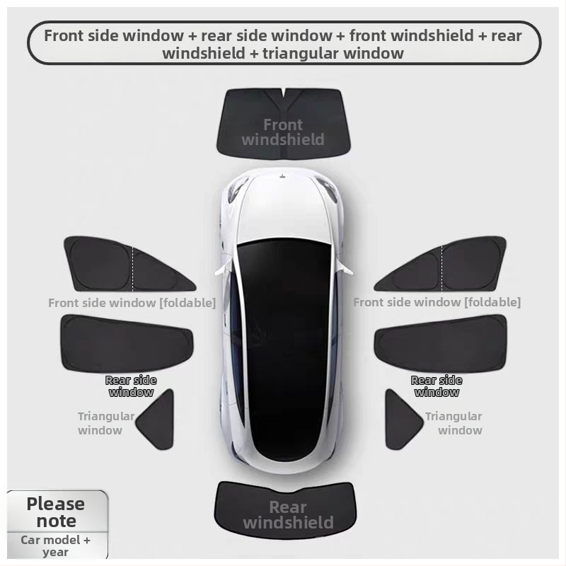 Κουρτίνα παραθύρων αυτοκινήτου για Model 3 και Model Y, παχιά αδιαφανής τύπος, Oxford ύφασμα, HL-148