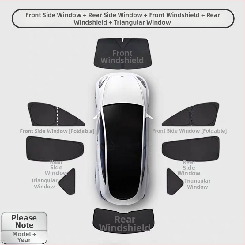 Κουρτίνα παραθύρων αυτοκινήτου για Model 3 και Model Y, παχιά αδιαφανής τύπος, Oxford ύφασμα, HL-148