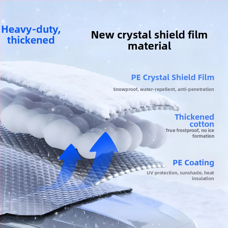 Pokrývka snehu na predné sklo auta - PE materiál, zabudovaný montáž, univerzálna kompatibilita, zimné použitie