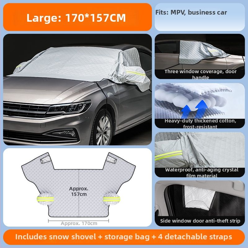 Priekinio stiklo sniego uždanga automobiliui - PE medžiaga, įmontuotas montavimas, universalus suderinamumas, žieminis dangtis