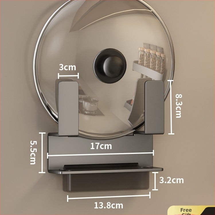 Sieninis virtuvės laikiklis dangteliams ir pjaustymo lentoms, be gręžimo, anglies plienas, Daugiafunkcinis, Sienai skirtas montavimui
