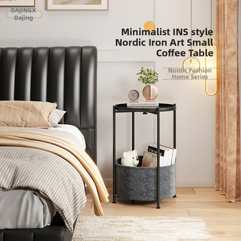 Sofa šoninis staliukas, apvalus geležies meno viršus, metalinė konstrukcija, saugojimo erdvė, sulankstomas