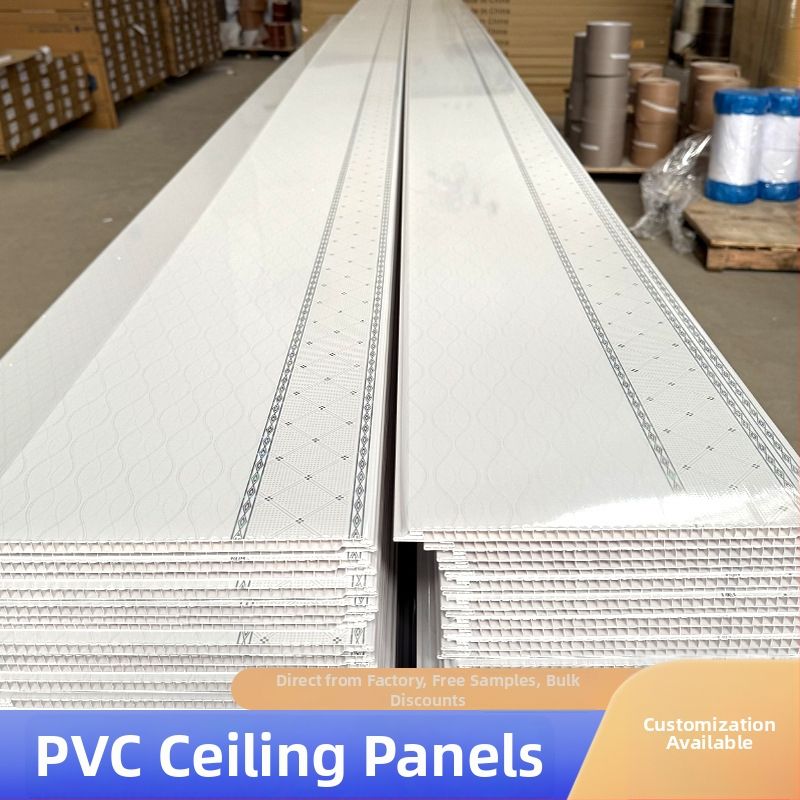 PVC stropný panel s L-tvarovanou sponou, laminovaný povrch, hrúbka 6-10 mm, dlhý pás / štvorcová doska