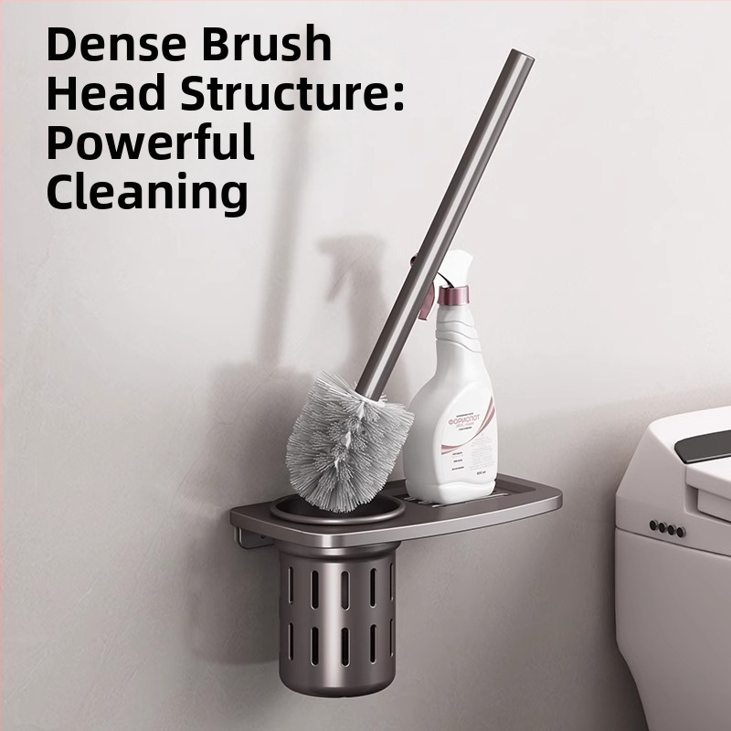 Držiak na kefu WC na stenu, nehrdzavejúca oceľ, 1 ks, bez vŕtania, bez slepých uhlov