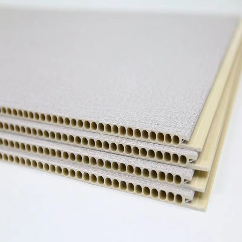 Panou integrat pentru pereți și plafoane din fibre de bambus-lemn; stil plat, modern minimalist; modele 06–09; izolare fonică 0,55; conductivitate termică 0,26