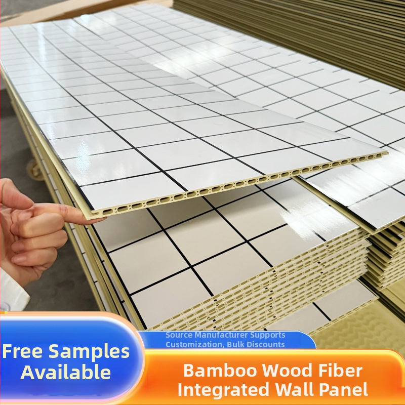 Bambuse kiududest seina paneel, integreeritud sisekujunduseks, nano kivi-plastik paneeliga; sile disain, kaasaegne minimaalne stiil, kerge luksus