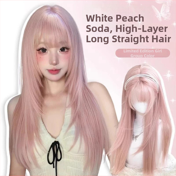 Parochňa – Dlhé rovné vlasy s ofinou, vlákna s vysokou teplotou, mechanická technológia výroby, nie je farbená ani chemicky upravená