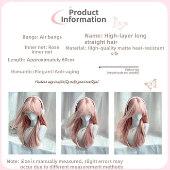 Parochňa – Dlhé rovné vlasy s ofinou, vlákna s vysokou teplotou, mechanická technológia výroby, nie je farbená ani chemicky upravená