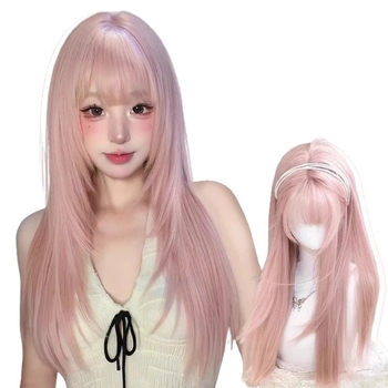 Parochňa – Dlhé rovné vlasy s ofinou, vlákna s vysokou teplotou, mechanická technológia výroby, nie je farbená ani chemicky upravená