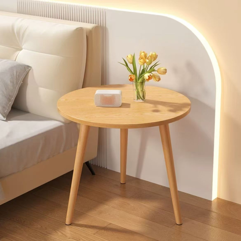 Кръгла маса за кафе за дома, модел 020, стил лек лукс, сгъваема, с дървена рамка и плот от ПДЧ, ръбово запечатана