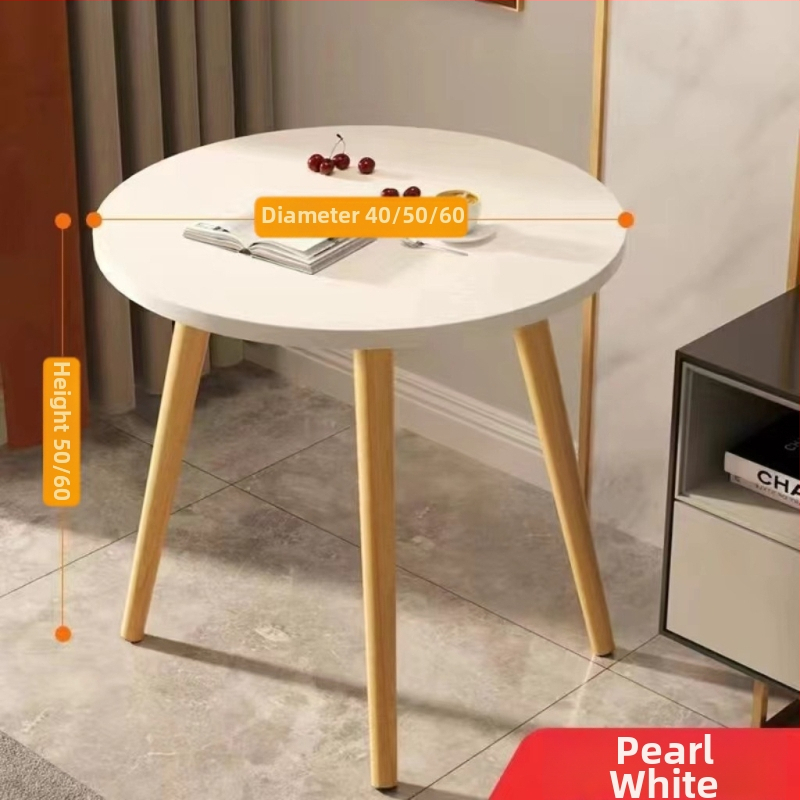 Apvalus kavos staliukas namų naudojimui, modelis 020, lengvas prabangos stilius, sulankstomas, medinis rėmas ir viršus iš tankios plokštės