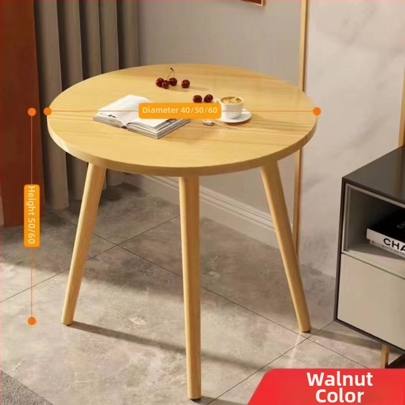 Apvalus kavos staliukas namų naudojimui, modelis 020, lengvas prabangos stilius, sulankstomas, medinis rėmas ir viršus iš tankios plokštės