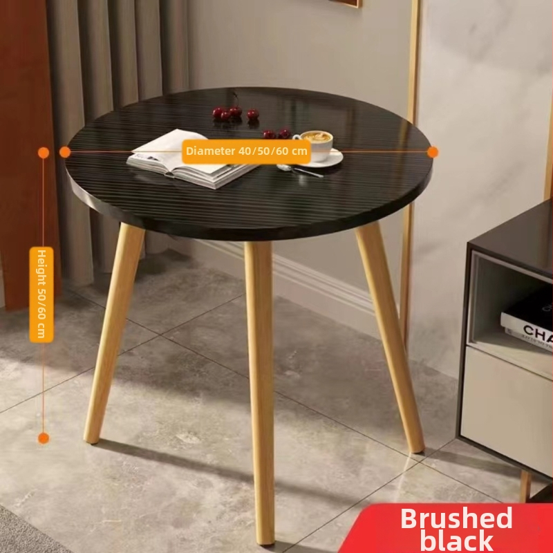 Apvalus kavos staliukas namų naudojimui, modelis 020, lengvas prabangos stilius, sulankstomas, medinis rėmas ir viršus iš tankios plokštės