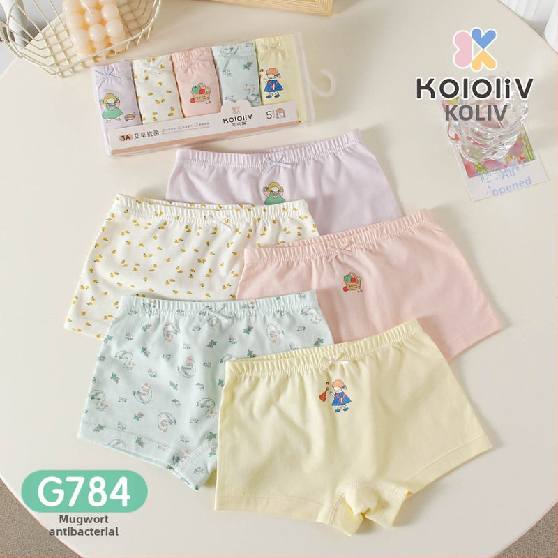 Mergaitėms skirti antibakteriniai medvilniniai bokseriai kelnaitės, 100% medvilnė, klasė A, su spauda, vaikams nuo 8 metų.