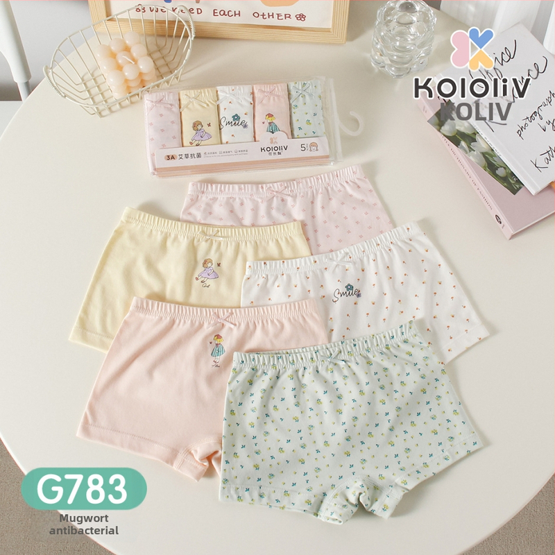 Mergaitėms skirti antibakteriniai medvilniniai bokseriai kelnaitės, 100% medvilnė, klasė A, su spauda, vaikams nuo 8 metų.