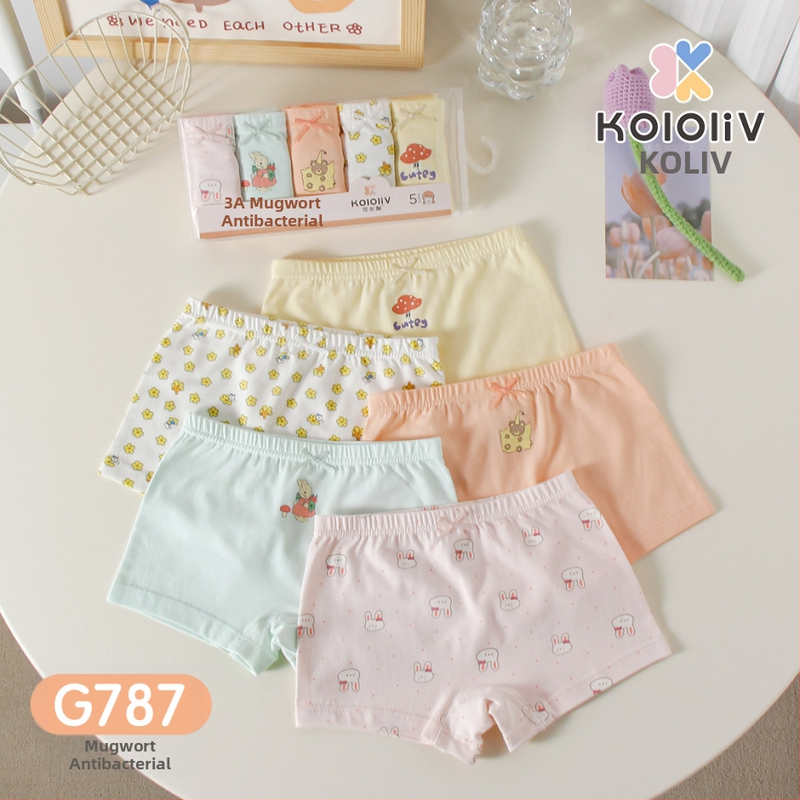 Mergaitėms skirti antibakteriniai medvilniniai bokseriai kelnaitės, 100% medvilnė, klasė A, su spauda, vaikams nuo 8 metų.