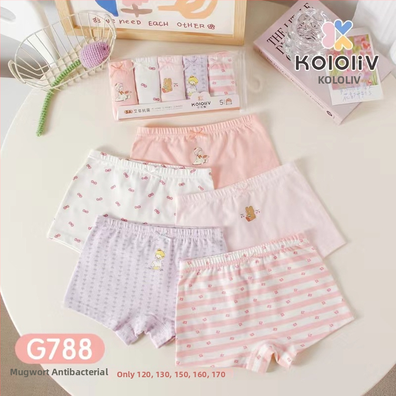 Mergaitėms skirti antibakteriniai medvilniniai bokseriai kelnaitės, 100% medvilnė, klasė A, su spauda, vaikams nuo 8 metų.