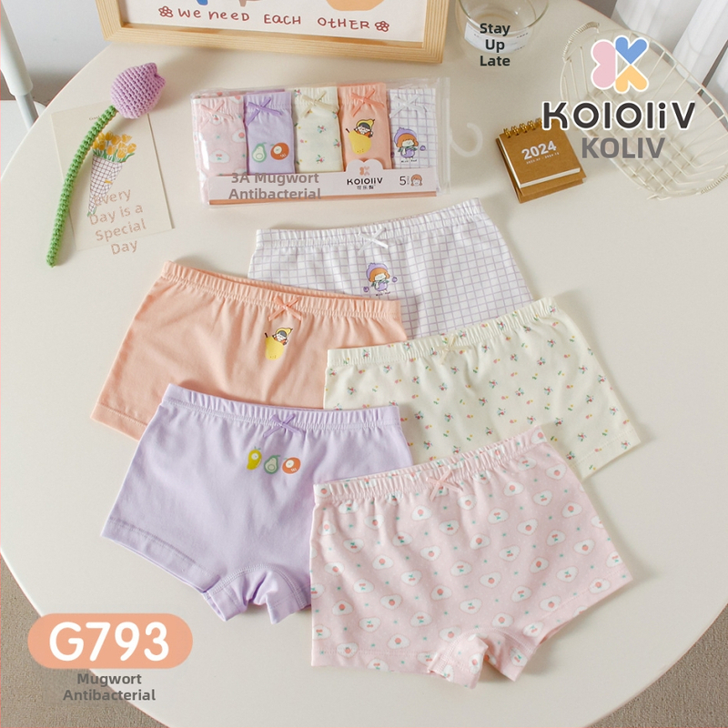 Mergaitėms skirti antibakteriniai medvilniniai bokseriai kelnaitės, 100% medvilnė, klasė A, su spauda, vaikams nuo 8 metų.