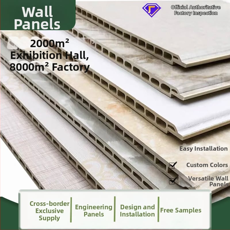 Bambuko pluošto integruoti sienų paneliai – PVC, storis 8–9 mm, stiliai: lygus / amerikietiškas / naujasis kiniškasis / modernus minimalistinis / lengvas prabangos pojūtis