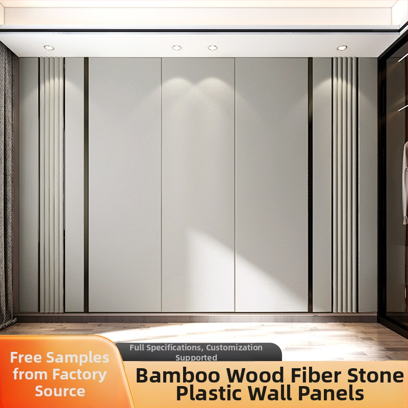 Bambuso pluošto sieninis skydelis su akmens plastiku, V seam, plokščias panelis, naujasis Kinijos stilius