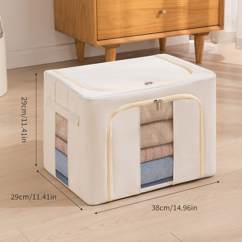 Hoiukast puuvillase-linase kangaga, raudraamiga ja PE veekindla kattega; kokkupandav, kaasaskantav, tolmukindel, maht 85 L