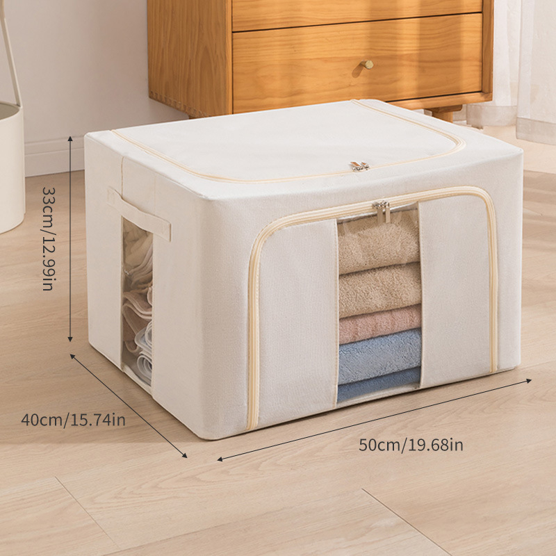 Hoiukast puuvillase-linase kangaga, raudraamiga ja PE veekindla kattega; kokkupandav, kaasaskantav, tolmukindel, maht 85 L