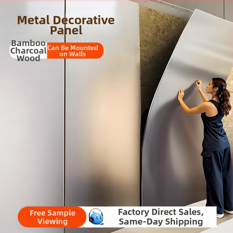 Metalinė furniūro plokštė su bambuko anglies pluoštu ir veidrodiniu paviršiumi; bešluoksnis sienų ir lubų panelis; storis 5 mm arba 8 mm