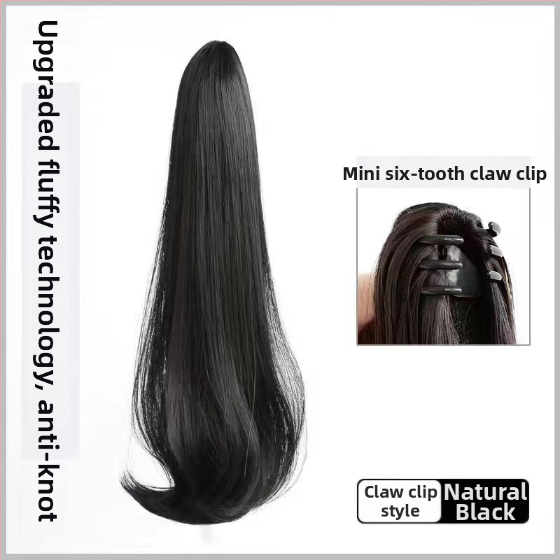 Klipsiga parukas sabaga Baiyao bränd, Grip mudel – veidi lokkis pikk sabaparukas, kõrge temperatuuriga kiud, töötlemise mehhanism