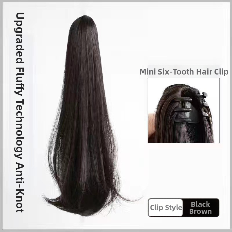 Klipsiga parukas sabaga Baiyao bränd, Grip mudel – veidi lokkis pikk sabaparukas, kõrge temperatuuriga kiud, töötlemise mehhanism