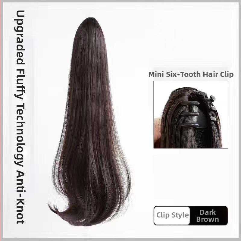 Klipsiga parukas sabaga Baiyao bränd, Grip mudel – veidi lokkis pikk sabaparukas, kõrge temperatuuriga kiud, töötlemise mehhanism