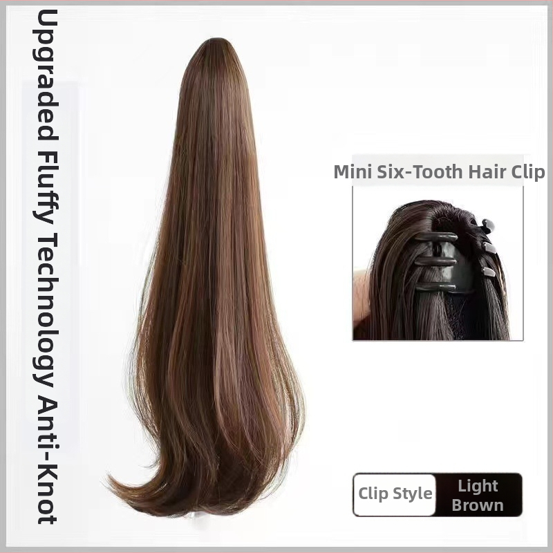 Klipsiga parukas sabaga Baiyao bränd, Grip mudel – veidi lokkis pikk sabaparukas, kõrge temperatuuriga kiud, töötlemise mehhanism