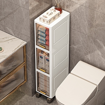 Trojposchodový PP skriňa do kúpeľne, stojacia, vedľa umývadla a toalety