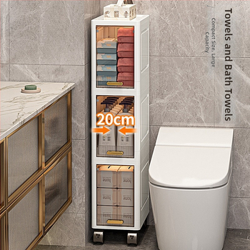 Trojposchodový PP skriňa do kúpeľne, stojacia, vedľa umývadla a toalety