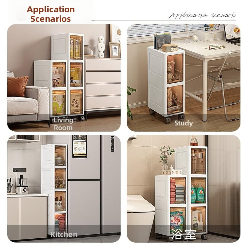 Trīsstāvu PP vannas istabas uzglabāšanas skapis, uz grīdas stāvošs, blakus izlietnei un tualetei