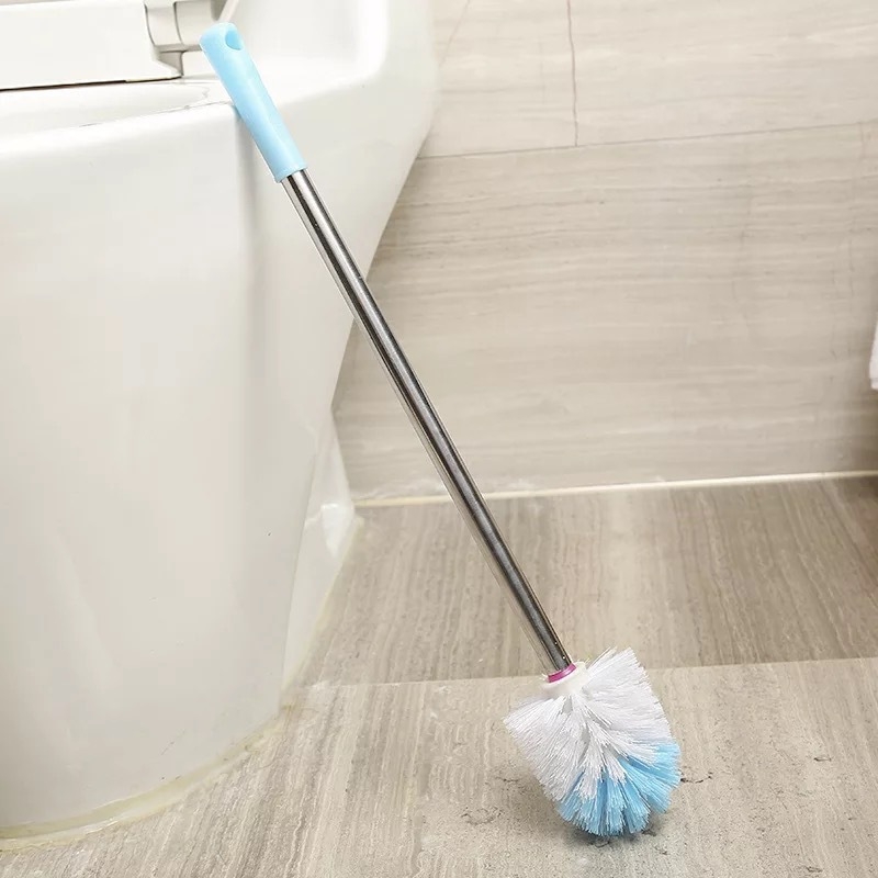 Set četkica za WC s ručkom od nehrđajućeg čelika, zidna montaža, duga drška, plastična glava