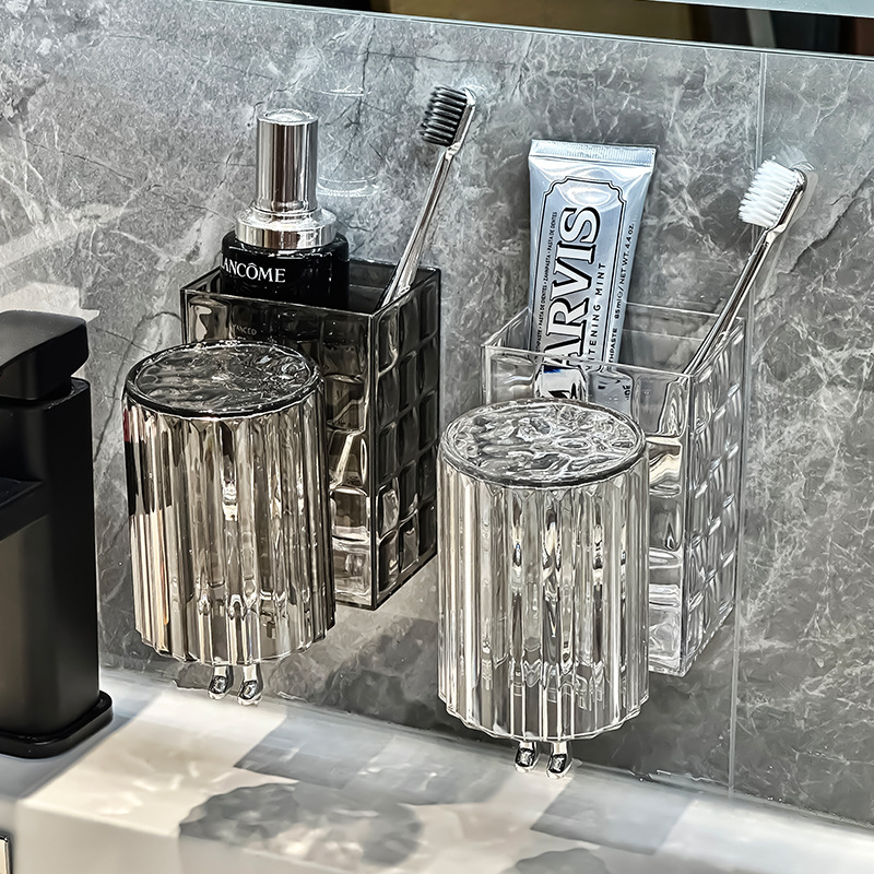 Plastikinis sieninis dantų šepetėlių laikiklis, be gręžimo, skirtas dantų šepetėliams ir dantų pastai