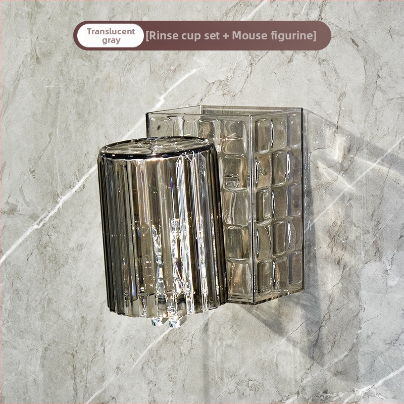 Plastikinis sieninis dantų šepetėlių laikiklis, be gręžimo, skirtas dantų šepetėliams ir dantų pastai