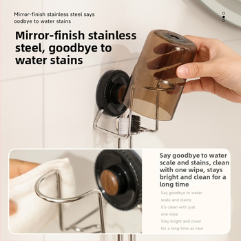 Dantų šepetėlių laikiklis su siurbimo puodeliu — sieninis, be gręžimo, ABS + nerūdijantis plienas, Bydoll