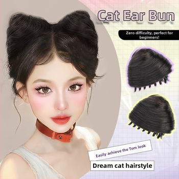 Kassi kõrvadega parukas kuklis stiilis, klipsi kinnitusega, kuumuskindlad kiud, ei värvita, Halloween jaoks