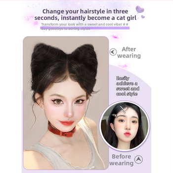 Kassi kõrvadega parukas kuklis stiilis, klipsi kinnitusega, kuumuskindlad kiud, ei värvita, Halloween jaoks